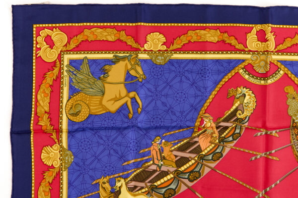 Hermes Silk Scarf Carre 90 "Les Bissone de Venise" Blue Silk Scarf - Image 2