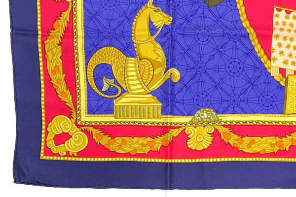 Hermes Scarf 90 "Les Bisson de Venise" Blue , Navy, 100% Silk Scarf 35" - Image 5