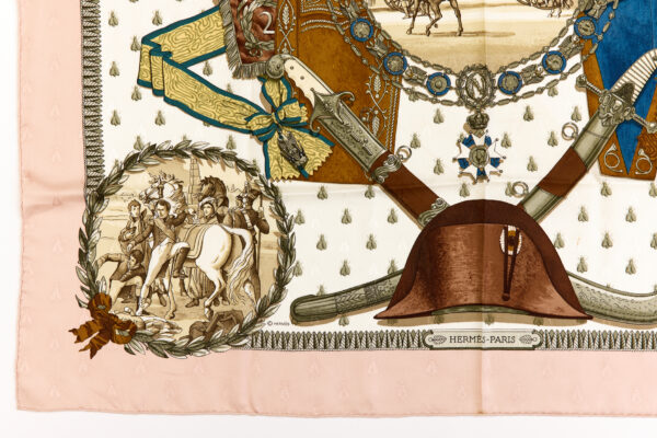 Hermes Silk Scarf Carre 90 "NAPOLEON" Pink Silk Scarf - Image 5