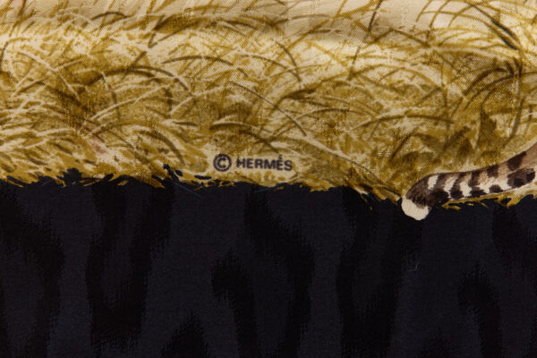 Hermes Silk Scarf Carre 90 "Kenya" Black Silk Scarf - Image 7