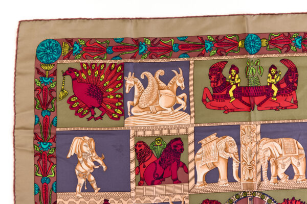 Hermes Silk Scarf Carre 45 "TORANA" Brown Silk Scarf - Image 2