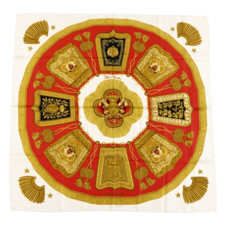 Hermes Silk Scarf Carre 90 "Poste et Cavalerie" White Silk Scarf