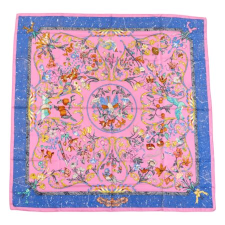 Hermes Silk Scarf Carre 90 "Pierres d'Orient et d'Occident" Pink Silk Scarf