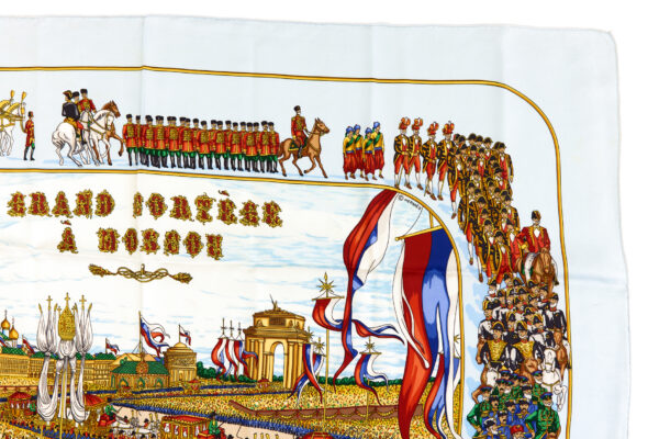 Hermes Silk Scarf Carre 90 "GRAND CORTEGE A MOSCOU" Blue Silk Scarf - Image 3