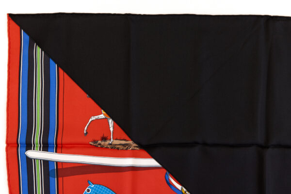 Hermes Silk Scarf Carre 90 "Couvertures et Tenues de Jour" Red Silk Scarf - Image 2