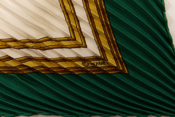 Hermes Silk Scarf Carre 90 "LES TUILERIES" Green Silk Scarf - Image 7