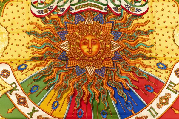 Hermes Silk Scarf Carre 90 "CARPE DIEM" Yellow Silk Scarf - Image 4