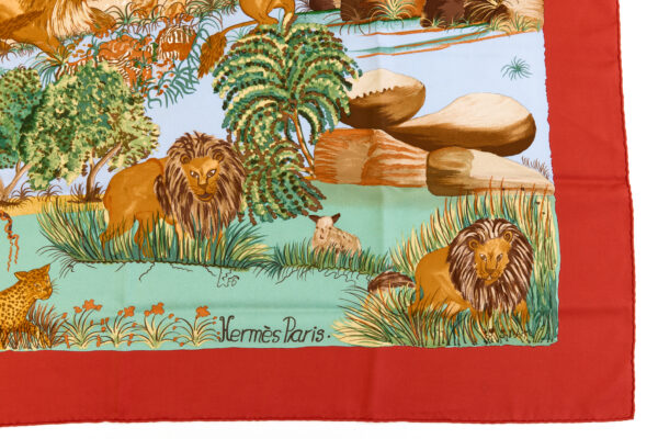Hermes Silk Scarf Carre 90 "Nuba Mountain" Red Silk Scarf - Image 6