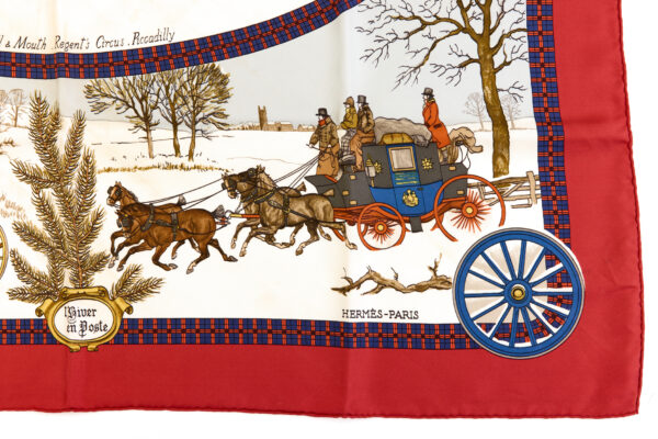 Hermes Silk Scarf Carre 90 "The Bull & Mouth Regent's Circus Piccadilly" Red Silk Scarf - Image 6