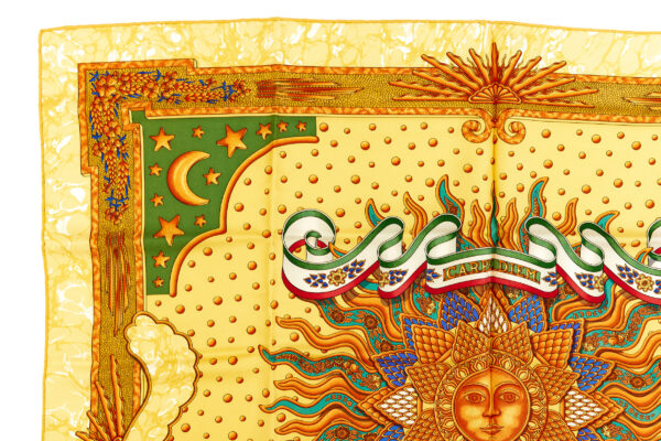 Hermes Silk Scarf Carre 90 "CARPE DIEM" Yellow Silk Scarf - Image 2
