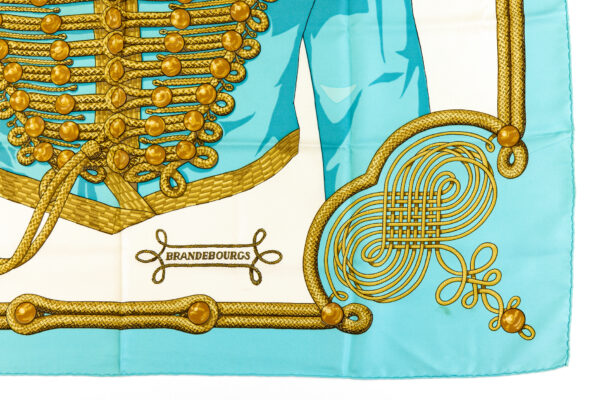 Hermes Silk Scarf Carre 90 "Brandebourgs" Blue Silk Scarf - Image 6