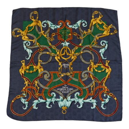 Hermes Silk Scarf Carre 90 "L'INSTRUCTION DU ROY" Blue Silk Scarf