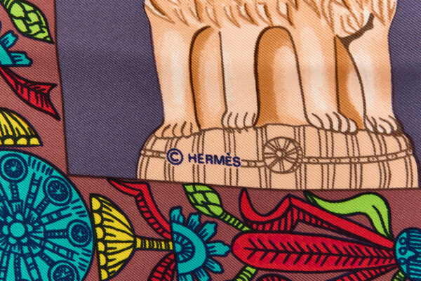 Hermes Silk Scarf Carre 45 "TORANA" Brown Silk Scarf - Image 7