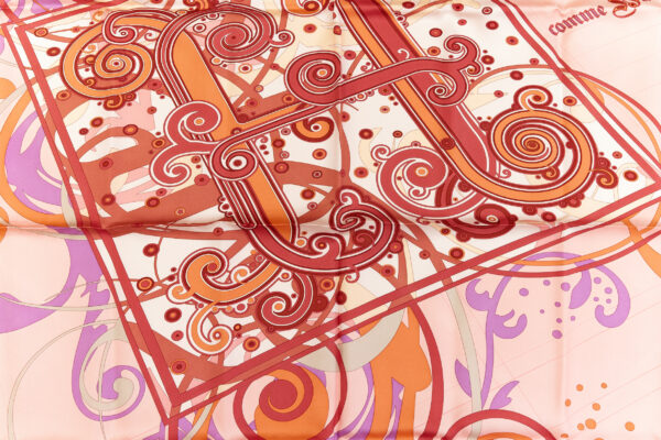 Hermes Silk Scarf Carre 90 "COMME HISTOIRES" Pink Silk Scarf - Image 4