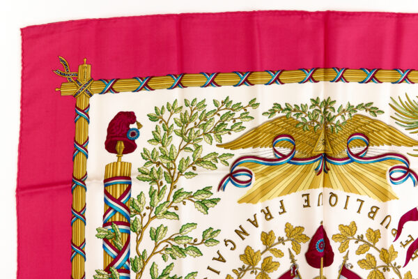 Hermes Silk Scarf Carre 90 "LIBERTE EGALITE FRATERNITE REPUBLIQUE FRANCAISE" Pink Silk Scarf - Image 2