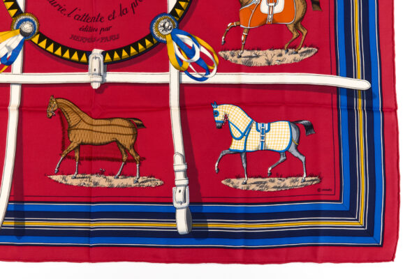 Hermes Silk Scarf Carre 90 "Couvertures et Tenues de Jour" Blue Silk Scarf - Image 6