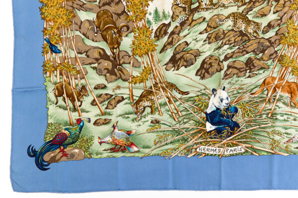 Bad! Hermes Silk Scarf Carre 90 "SICHUAN" Blue Silk Scarf (B-C) - Image 5