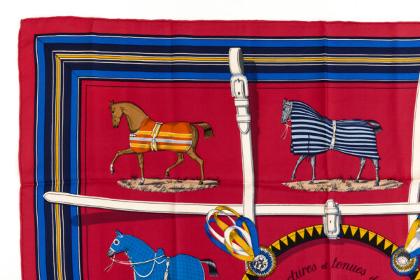 Hermes Silk Scarf Carre 90 "Couvertures et Tenues de Jour" Blue Silk Scarf - Image 2