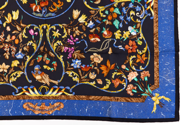 Hermes Silk Scarf Carre 90 "Pierres d'Orient et d'Occident" Blue Silk Scarf - Image 6