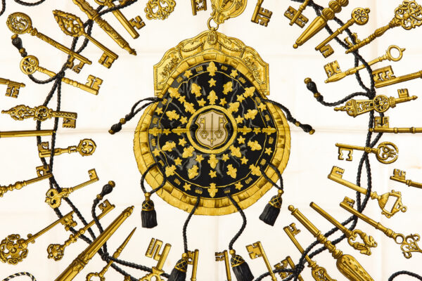 Hermes Silk Scarf Carre 90 "LES CLES" Black Silk Scarf - Image 4