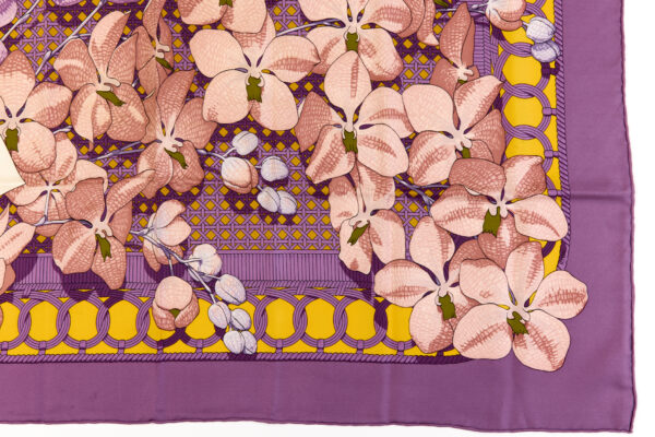 Hermes Silk Scarf Carre 90 "Souvenirs d'Asie" Purple Silk Scarf - Image 6