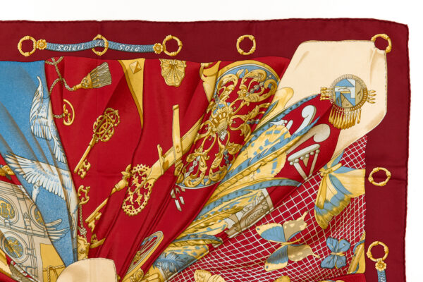 Hermes Silk Scarf Carre 90 "Soleil de Soie" Red Silk Scarf - Image 3