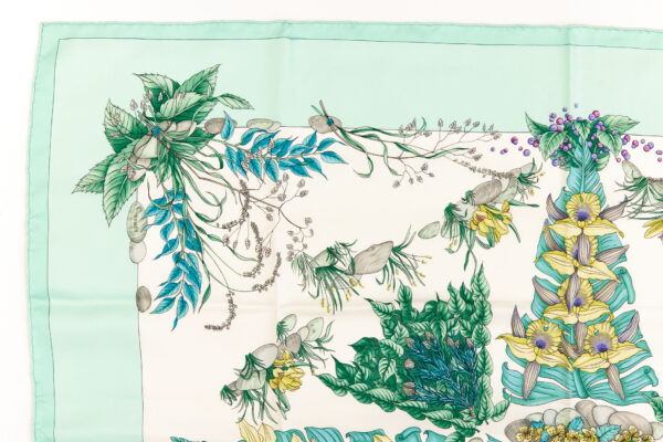 Hermes Silk Scarf Carre 90 "Pythagore" Blue Green Silk Scarf - Image 2