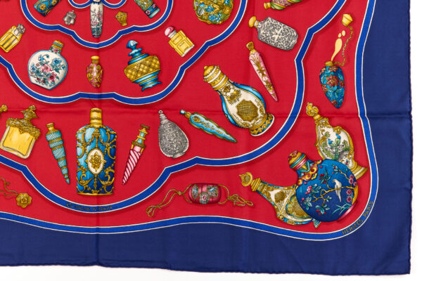 Hermes Silk Scarf Carre 90 "Qu'Importe Le Flacon" Blue Silk Scarf - Image 6