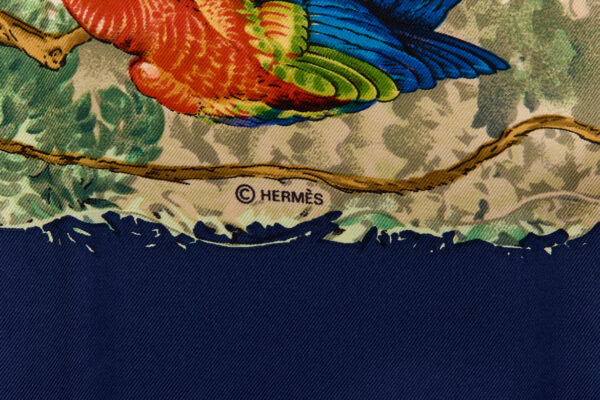 Hermes Silk Scarf Carre 90 "Equateur" Blue Silk Scarf - Image 7