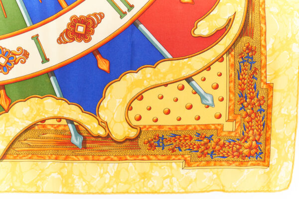 Hermes Scarf 90 "CARPE DIEM" Yellow 100% Silk Scarf 35" - Image 6