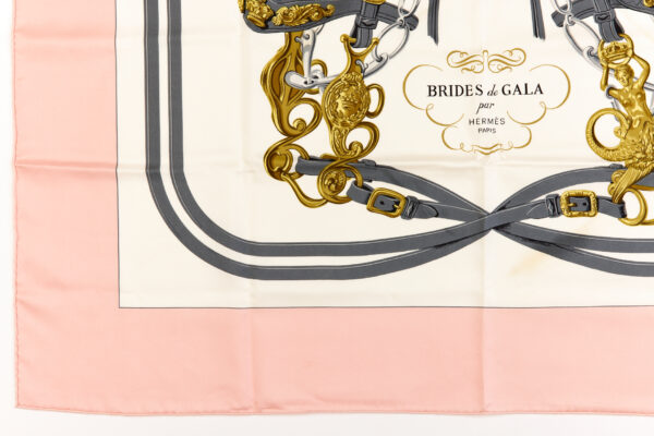 Hermes Silk Scarf Carre 90 "BRIDES de GALA" Pink Silk Scarf - Image 5
