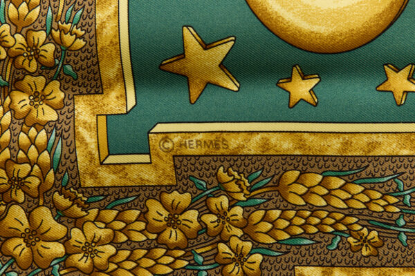 Hermes Silk Scarf Carre 90 "CARPE DIEM" Green Silk Scarf - Image 7