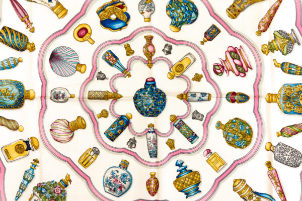 Hermes Silk Scarf Carre 90 "Qu Importe Le Flacon" Blue Silk Scarf - Image 4