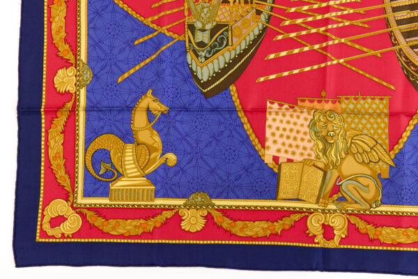 Hermes Silk Scarf Carre 90 "Les Bissone de Venise" Blue Silk Scarf - Image 5