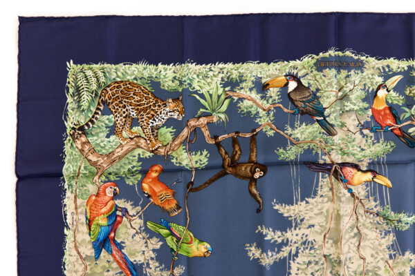 Hermes Silk Scarf Carre 90 "Equateur" Blue Silk Scarf - Image 2