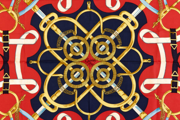 Hermes Silk Scarf Carre 90 "Eperon d’Or" Blue Silk Scarf - Image 4