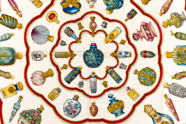 Hermes Silk Scarf Carre 90 "Qu'Importe Le Flacon" Blue Silk Scarf - Image 4