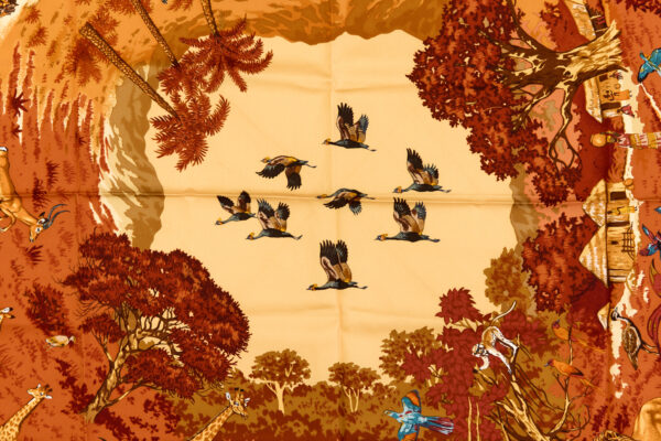 Hermes Silk Scarf Carre 90 "Africa" Orange Silk Scarf - Image 4