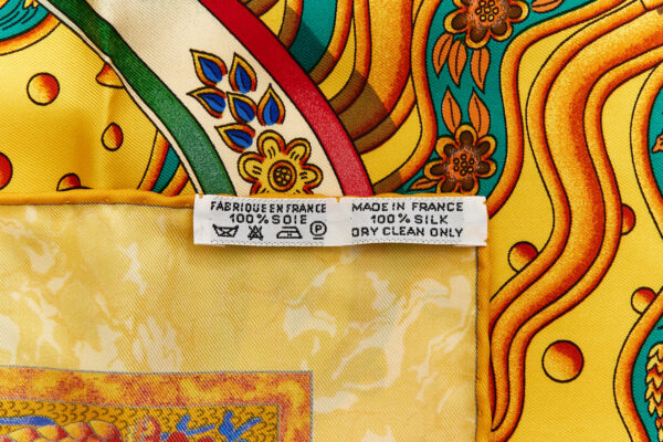 Hermes Silk Scarf Carre 90 "CARPE DIEM" Yellow Silk Scarf - Image 8