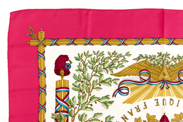 Hermes Silk Scarf Carre 90 "LIBERTE EGALITE FRATERNITE REPUBLIQUE FRANCAISE" Pink Silk Scarf - Image 2