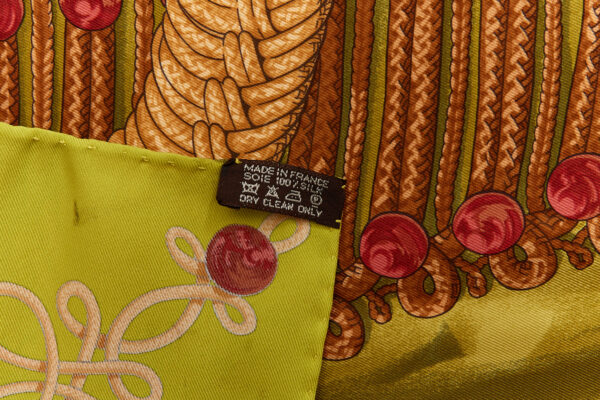 Hermes Silk Scarf Carre 70 "Brandebourgs" Green Silk Scarf - Image 8