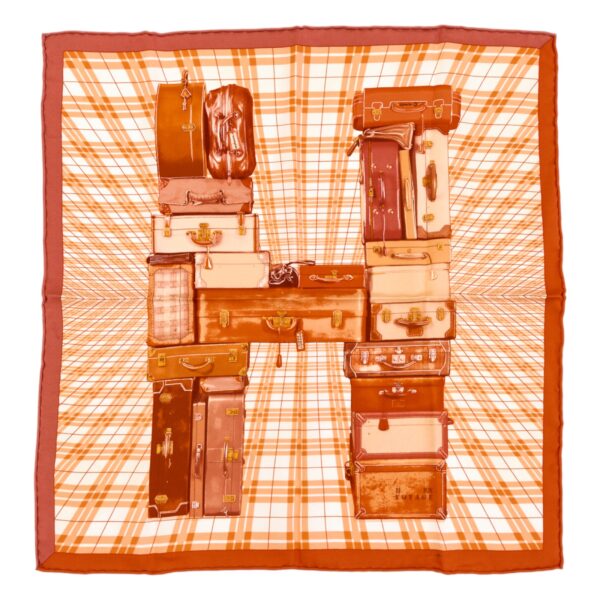 Hermes Silk Scarf Carre 45 "H EN VOYAGE" Orange Silk Scarf