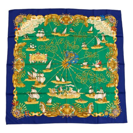 Hermes Silk Scarf Carre 90 "VOILES DE LUMIERE" Blue Silk Scarf