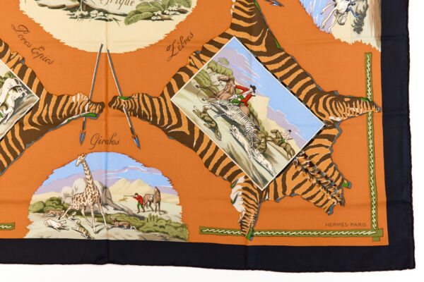 Hermes Silk Scarf Carre 90 "La Chasse en Afrique" Orange Silk Scarf - Image 6