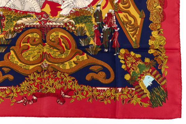 Hermes Silk Scarf Carre 90 "LE PARADIS DU ROY" Red Silk Scarf - Image 6