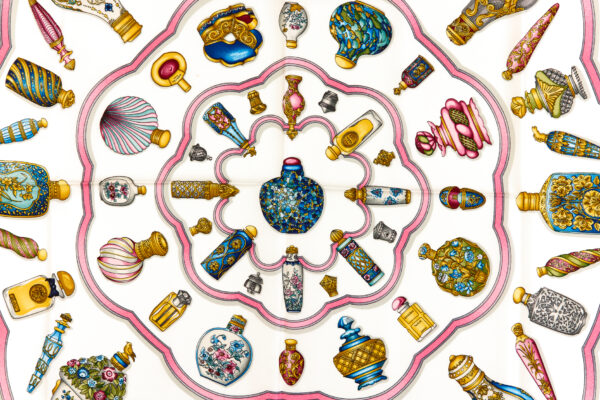 Hermes Silk Scarf Carre 90 "Qu'Importe Le Flacon" Blue Silk Scarf - Image 4