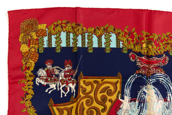 Hermes Silk Scarf Carre 90 "LE PARADIS DU ROY" Red Silk Scarf - Image 2