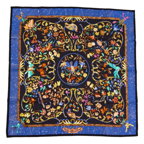 Hermes Silk Scarf Carre 90 "Pierres d'Orient et d'Occident" Blue Silk Scarf