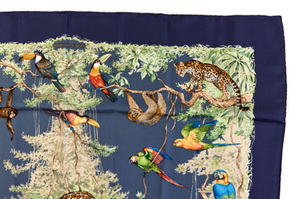 Hermes Silk Scarf Carre 90 "Equateur" Blue Silk Scarf - Image 3