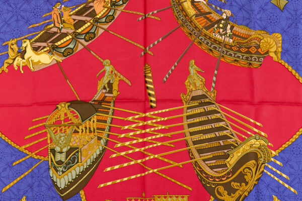Hermes Silk Scarf Carre 90 "Les Bissone de Venise" Blue Silk Scarf - Image 4